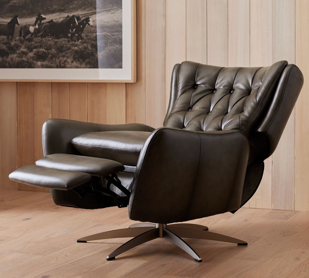Black leather swivel cheap recliner
